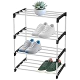 Fentar Schuhregal Platzsparend, 4-stufige Verstellbare Schuhregal Schmal, Stabile Schuhregal Metall mit Dicken Stahlrohr, Klein Shoe Rack, Schuhständer Schuhaufbewahrung für Flur Schlafzimmer Camping