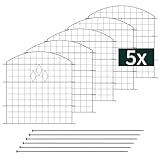 VERDOBA Teichzaun Gartenzaun Komplettset - Gartenzaun Metall 5 Zaunelemente - Metallzaun für den Garten, Oberbogen Zaun Garten - Zaun für Hunde (5X Oberbogen, Grün - Diamant - RAL 6005)