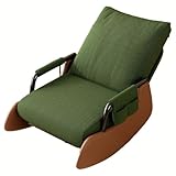 Klappbares Schlafsofa Schaukelstuhl mit Fußhocker - 3-Gang-verstellbare Rückenlehne, abnehmbares & waschbares Design, Massivholzbasis, gepolsterter Sessel für Schlafzimmer oder Büro Entspannung
