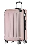 BEIBYE Zwillingsrollen Hardcase Reisekoffer Koffer Trolleys Hartschale in XL-L-M in 14 Farben (Rosagold, Mittler Koffer (66cm))
