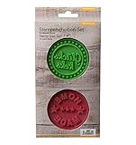 Birkmann 1010730710 Stempel-Set, Glückskeks und Homemade, 2-teilig, Kunststoff, Grau, 5 x 3 x 2 cm, Silikon, grün/dunkelrot, 7 x 7 x 0.5 cm