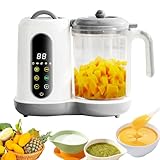 Babynahrungszubereiter, Babynahrungsprozessor, Eine Stufe Baby Food Maker Dampfgarer Mixen, Babybrei Zubereiter, BabyDampfgaren, 400ML, 4 Kochvoreinstellungen, Automatisches Kochen, Selbstreinigung