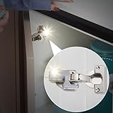 Yuanpgky 10 Stück batteriebetriebene LED-Scharnier-Sensorleuchte mit 3 Perlen, 12 V DC 23 A Batterie im Lieferumfang enthalten, für Schränke und Schränke, in Warmweiß oder Weiß (Grau)