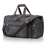 Erweiterbare Reisetasche 70L, Große Sporttasche Herren Damen, Robuste Stofftasche für Reisen, Fitness und Business, Handgepäcktasche (Dunkelgrau)