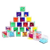 WELLGRO 24er Set Geduldsspiele - je ca. 4 x 4 x 4 cm (LxBxH), Geschicklichkeitsspiel mit Kugeln, Mitgebsel, Denkspiel