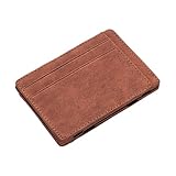 Magische Geldbörse aus Leder, magische Geldbörsen für Männer – minimalistische Geldbörse aus PU-Leder mit magischer Geldklammer und Kartenhalter | Organizer für Karten und Bargeld, Geldbörse, coffee