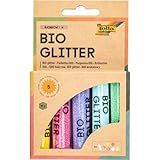 folia 57812 - Bio Glitter Mix RAINBOW M, 5 Tuben à 7g, organischer Glitzer in 5 verschiedenen Farben, zum Verzieren und Dekorieren
