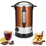 Navaris Glühweinkocher Heißwasserspender aus Edelstahl - 6,8l - mit Thermostat Füllstandanzeige Zapfhahn - Glühwein Heißgetränkeautomat Kupfer