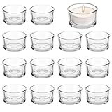 TYSM-CC Teelichtgläser 15er Set - Hochwertige Glas-Teelichthalter für romantische Tischdeko bei Hochzeiten, Weihnachten & Feiern - Ø 4,5 cm x 2,5 cm - Elegantes Design & langlebig