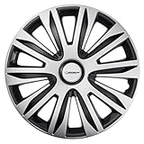 MICHELIN Radkappe 16 Zoll Universal Radzierblende Alice 4 er Set Fürs Auto ABS Kunststoff Schwarz/Silber, Silber/Schwarz