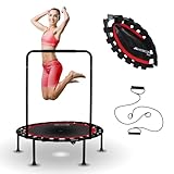 Mobiclinic®, Trampolin Fitness, Indoor, Zusammenklappbar, 2 Widerstandsbänder, Verstellbarer Griff, Tragkraft 150 kg, 101 cm Durchmesser, Für Drinnen und Draußen, Einfache Installation, Kangumobi