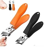 2 Stück Gebogene Nagelknipser, Abgeschrägter Nagelknipser, Schräger Nagelknipser Mit Breiter Öffnung Und Spritzschutz, Ergonomie Abgeschrägte Nagelknipser, Weit Öffnende, Spritzwassergeschützte