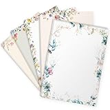 Einladungskarten Manufaktur Hamburg 50 x Briefpapier MIX | Bunter Blumen Muster Papier Mix 5 Motive | Motivpapier A4 | edles Design Papier | beidseitig bedruckt | Set