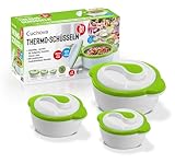 TELE WELT Thermoschüssel mit Deckel [3er SET] mit dem Wärmebehälter Grillgut warmhalten bis zu 4 Stunden - Thermoschüssel set - Drei Thermoschüsseln (Grün)