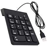 CybNemo USB-Nummernblock, kabelgebunden, tragbarer USB-Nummernblock, 18 Tasten, Nummerntastatur für Laptop, PC, Computer, Desktop, Schwarz