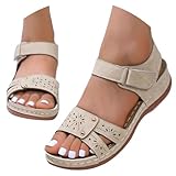 Sandalen für Damen, bequem, orthopädisch, sportlich, Sommer, bequem, Plateau, rutschfest, Wandern, römische Sandalen, offene Spitze, Trekking, Strand, Wandern, Party, billig, weiß, 37 EU