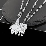 zxcs 2 Teile/Satz Nette Anime Paar Halskette Schatz Anhänger Halskette Rainbow gebrochen Hip Hop Schmuck für Beste Freunde Geschenk-Default