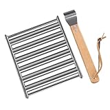 Toyvian Tragbarer Camping Grillrost Lebensmittelechtem mit Holzgriff Abnehmbares Hot Dog Bräter Rollgitter Mittelgroß für Grillwürste und Barbecue im Freien