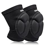 Viexpand 1 Paar Knieschützer, Schwamm Rutschfest Knieschoner, Knieschoner Sport Beschützer Verdickung Anti-Kollision Knie,Atmungsaktiv Hohe Elastizität, für Damen & Herren,Schwarz,L