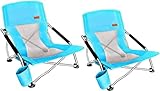 Nice C Strandstuhl, Campingstuhl, Strandstühle für Erwachsene Ultraleichter Campingstuhl mit Getränkehalter & Tragetasche(2er-Pack Blau)…