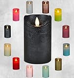 LED Echtwachskerze realistische Kerze viele Farben mit Timer flackender Docht Wachskerze Kerzen Batterie, Farbe:Schwarz, Größe:10 cm