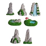JOINPAYA 7Stücke Teiliges Bergdekorationsset Harz für Mikrolandschaften Lebendige Aquarium Dekoration für Indoor Bonsai und Terrarien Gartenlandschaftsgestaltung