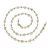 YXINAER Farben Sonnenbrillenkette Exquisite Brillenkette aus Metall Spleißende Brillenkette Multifunktionale Kette Imitationsperlenkette Brillenkette Damen(White)