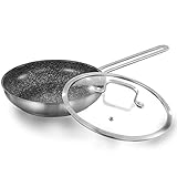 Bratpfannen mit Deckel, Antihaftbeschichtung, Granitpfanne, Aluminium-Bratpfanne, Antihaftbeschichtung, Bratpfannen mit ergonomischem Edelstahlgriff, Kochgeschirr