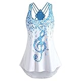 Schlinge Oberteile Tops Frauen, Mode Beiläufig Weste/Elegante Damen Sommer Rundhals T-Shirt Einfarbig Ärmellos Tanktops Bandagen aushöhlen Shirt Tank Tops LANSKIRT (XXL, Weiß)