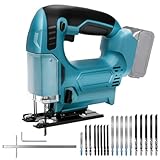 Akku Stichsäge kompatibel mit Makita 18V Akku, Stichsäge mit Schaltsperre 65 mm Schnitttiefe in Holz, 24 mm Hubhöhe, Pendelhubstichsäge mit 18 Sägeblatt (ohne Akku)