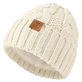 OZERO Damen Mütze Beanie Wintermützen: Schwarz Warme Strickmütze Wollmützen Bommelmütze Winterhaube
