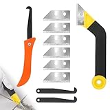 QOUBNIC Fugenkratzer Fliesen, Abgewinkelter Fugenreiniger Fliesen Fugenkratzer, Fliesenfugen Entfernen mit 8 Ersatzklingen für Die Fliesenreinigung, Die Reinigung Bodenfliesen