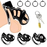 NAIXBTY Edelstahl Keuschheitskäfig Atmungsaktiver Peniskäfig mit 4 Cockring Chastity Cage Set Herren SM Cock Cage Keuschheitsgürtel Extrem Penis Bondage Belüftung Käfig Sex Spielzeug für Männer (M)