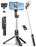 ANXRE Selfie Stick Halter mit FernauslöSer, 360° Drehbarer Tragbar 106cm Handystativhalter Stativbeine Compatible with iPhone Samsung Android Smartphone