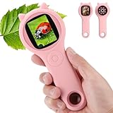 Handheld Microscope for Children, Mikroskop für Kinder, 500X Portable Pocket Microscope for Children, 3 Levels Adjustable LED Lights, Mini-Mikroskop für Kinder ab 3 Jahren-Rosa