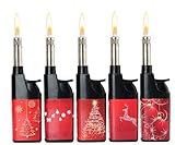 Feuerzeug Komfort Leichtbedienung - 5er Pack - Weihnachten - Advent - Christmas - seniorengerecht - barrierefrei - für Kerzen, Tannenbaum, Grill, Outdoor, Werkstatt