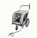 2-in-1 Hundeanhänger, Hundebuggy, bis 30 kg Hundefahrradanhänger, Hundeanhänger groß Fahrradanhänger