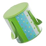 BAZEITFLOW Faltbarer Fußbad Eimer mit Deckel Tragbares Fußbad Becken für Effektives Einweichen von Füßen und Waden Klappbar Platzsparend Geeignet für Zuhause und Reisen Grün Gepunktet