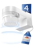 HUBER Motion 100 Infrarot Bewegungsmelder 360° mit 4 Sensoren und Fresnel-Linse - IP65 Bewegungsmelder LED geeignet I inkl. Unterkriechschutz & Bereichsbegrenzung, Wand-/Deckenmontage, weiß