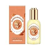 Body Oil Vanilla Cream, Body Oil Strawberry, Körperöl Karamell, Marshmallow Körperöl, Feuchtigkeitsspendendes Duschöl mit Kokosöl und Olivenöl Langanhaltende Hautpflege Für Frauen (Marshmallow, 118ml)