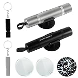 Sandiyago 2 Stück Gurtschneider Notfallhammer, 2 in 1 Nothammer Auto mit Gurtschneider, Sicherheitshammer mit Testglas zum Üben, Notfallhammer Auto mit Gurtschneider für Auto und Busse(Schwarz+Silber)