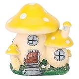Eighosee Miniaturstatue, Feengartenhausstatue Aus Kunstharz, Dekoratives Blumentopfornament im Miniatur-Landschaftsgarten, Langlebiges Gelb