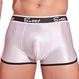 dPois Herren Boxershorts Nylon Unterhose Slip Boxer Briefs Shorts Höschen mit Gummibund Unterwäsche Dessous Stretch Weiß B Einheitsgröße