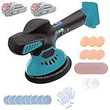 Neues Upgrade Akku Poliermaschine Auto,Ersatz für Makita 18V BL1830,21V Exzenter Poliermaschine mit 2x 3.0 AH Akku,24 PCS Aufsätze,6 Variable Geschwindigkeit(2500-5000RPM),für Autopflege