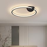 Bellastein Modern LED Deckenleuchte Dimmbar Schlafzimmerlampe Wohnzimmerlampe mit Fernbedienung Deckenlampe Runde Wohnzimmer Deckenleuchten schlafzimmer Küche Deckenleuchte (Schwarz)