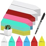 Gucass 300 Stück Pflanzenschilder mit 1 Filzstift, Pflanzenstecker zum Beschriften wetterfest, Stecketiketten Pflanzen Schilder aus Premium Kunststoff für Gemüse, Kräuter, Blumen (Weiß+Bunt)