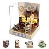 CUTE-Eyfud Handgefertigtes DIY Puppenhaus Miniatur Kit - Holzpuppenhaus mit Möbeln, Staubschutz, LED Licht und detaillierter Anleitung für Erwachsene und Jugendliche (ELEGANT Studio)