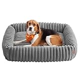 Feandrea Hundebett, großes orthopädisches Hundekörbchen, Hundekissen waschbar, Flauschige Hundematte, weiche Polsterung, 91 x 68 x 18 cm, Taubengrau PGW312GD01