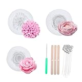 3 Stück Blumen Kerzen Form, Blume Kerzen Silikonformen, Silikonformen Kerzen,Kerzenformen Silikon,Silikonform Blumen,Kerzenform,Kerzen Formen Silikon,Kostenloser Kerzendocht,Kerzendochthalter und Ahle