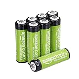 Amazon Basics AA-Batterien, wiederaufladbar, vorgeladen, NiMh, 8 Stück (Aussehen kann variieren)